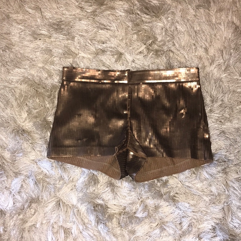 Express Semi Matte Gold Sequence Shorts